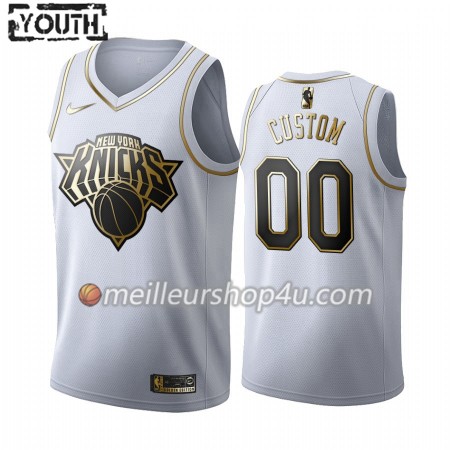 Maillot Basket Enfant New York Knicks Personnalisé 2019-20 Nike Blanc Golden Edition Swingman